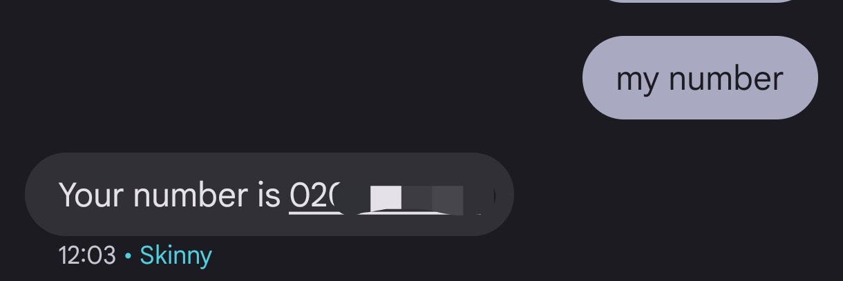 发送 my number 查询本机号码