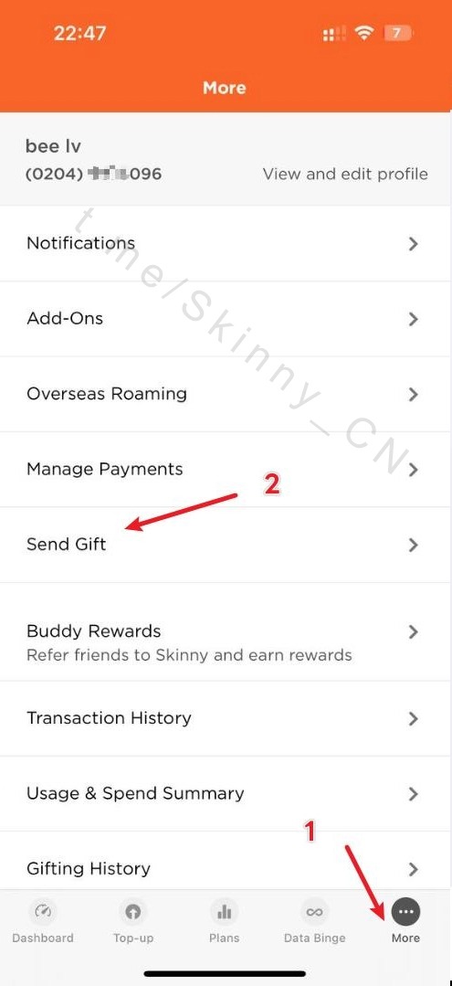 More 中的 Send Gift